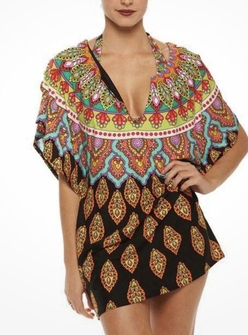 Sz Large L TRINA TURK Moroccan Medallion Tunic Swimsuit Cover-up (missing Tag)